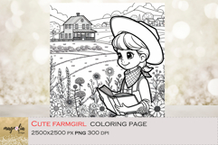 Farmgirl Coloring Pages for Kids: Summer Farm Life png Product Image 1