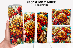 Flower Skinny Tumbler 20oz Wrap Design, Autumn Tumbler Wrap Product Image 1