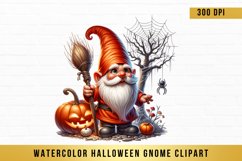 Watercolor Halloween Gnome Clipart, Halloween Gnome png Product Image 1
