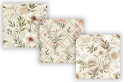 Cream Toile Digital Paper Pack, Vintage Floral Toile Product Image 5