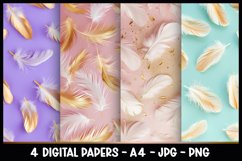 4 Pastel Feathers Digital Papers I Junk Journal Pages Product Image 1