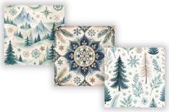 Nordic Fjord Digital Paper Pack, Seamless Watercolor Product Image 5