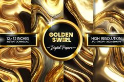 Golden Swirl Digital Papers - 04 variations Product Image 1