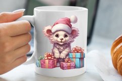 Cute Pink Christmas Animals Clipart Sublimation Product Image 5