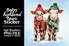 Baby Highland Cows PNG Christmas Stickers Product Image 12
