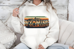 Wyoming State PNG, Vintage Mountain Bison Sublimation Product Image 5