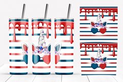 Patriotic Unicorn Skinny tumbler design. 20 oz, PNG. Product Image 4