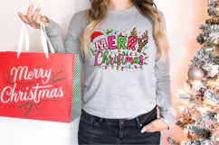 Glitter Merry Christmas Png Sublimation Retro Clipart Product Image 5