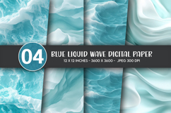 Blue Liquid Wave Digital Paper Product Image 1