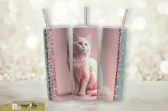 PINK CAT tumbler wrap sublimation design png Product Image 1