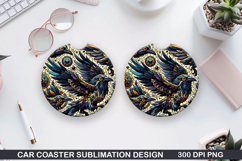 Crows Car Coaster Sublimation| Crows Coaster PNG Design Product Image 1
