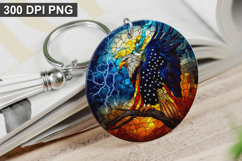 4Th Of July Eagle Keychain Sublimation - Round Keychain PNG Product Image 1