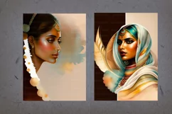 Desi art, Indian woman illustration 14 PNG Product Image 5