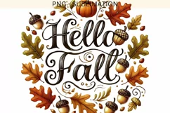Hello Fall, Retro PNG Design for Cards & Shirts, Vintage Product Image 3