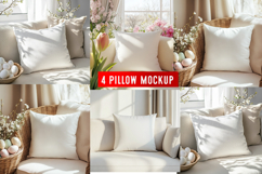 Pillow Mocku |Spring Pillow Mockup | Floral Cushion Mockup Product Image 1