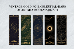 Vintage Gold Foil Celestial Bookmark Set,Antique Moon &amp; Star Product Image 5