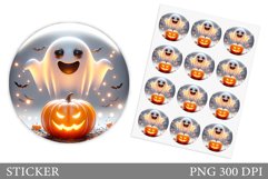 Halloween Cute Ghost Sticker. Halloween Pumpkin Sticker Product Image 1