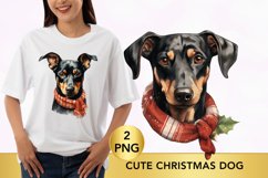 Cute Christmas doberman clipart, doberman Sublimation Product Image 1