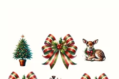 Red and Green Coquette Christmas Bow PNG | Preppy Christmas Product Image 4