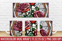 Valentines Day Roses Mug Wrap | Stained Glass Mug Design Product Image 1
