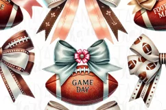 Coquette Bows Football PNG, Sublimation Design, Retro Product Image 5