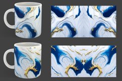 White Blue Liquid Marble with Gold | Mug sublimation design Product Image 6