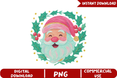 Pastel Christmas Santa Sublimation, Christmas Png Product Image 4