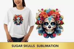 Sugar Skulls Sublimation, Day of The Dead png Product Image 1