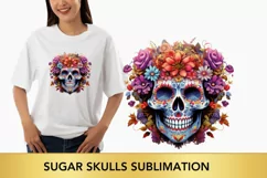 Sugar Skulls Sublimation, Day of The Dead png Product Image 1