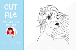 Woman portrait with flowers silhouette,cut file, T-shirt SVG Product Image 1