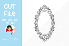 Floral oval frame Line Art Cut File Product Image 1