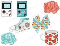 Gamer Girl CLIPART Relax Lazy Wine Books For Planner Set PNG Product Image 2