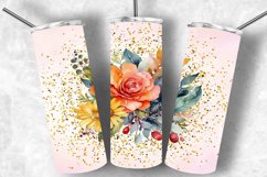 Watercolor Floral Tumbler Png For Mom, 20oz Skinny Design Product Image 1