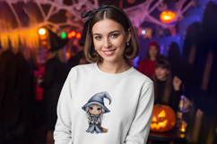Knitted Witch With Broom Halloween Doll PNG Product Image 2