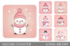 Snowman Coaster Design. Winter Coaster Sublimation Product Image 1