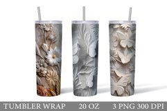 3D Flowers Tumbler Wrap. 3D Butterfly Plaster Tumbler Product Image 1