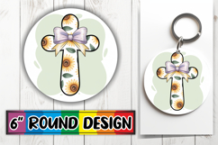 Whimsical Car Coaster Round PNG, Cross and Bow Product Image 1