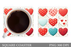 Hearts Coaster Sublimation. Hearts Square Coaster Design Product Image 1