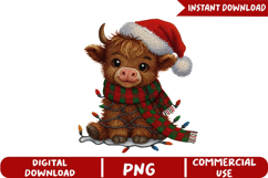 Cute Buffalo Sublimation,Yarn Crochet Christmas Png Product Image 5