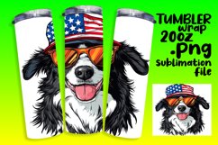 Dog with American Flag 20oz Tumbler Wrap Sublimation Product Image 1