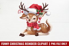 Funny Christmas Reindeer Clipart PNG Product Image 1