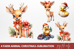 Christmas Farm Animals Clipart Christmas Animals Product Image 1