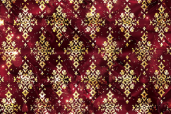 Red &amp; gold patterned fabric with intricate designs &amp; sparkle Product Image 1
