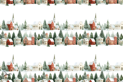 Old Christmas Town digital paper, background clipart Product Image 5