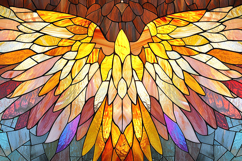 Stained Glass Angel Wings Background with Golden Light Product Image 1