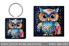 Shimmer Owl Keychain Design. Cute Owl Keychain Sublimation Product Image 1