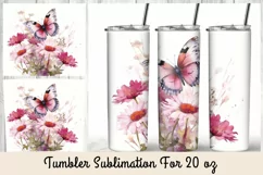 Pink Flowers 20 oz Skinny Tumbler Wrap Product Image 4
