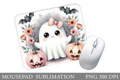 Cute Ghost Mouse Pad Design. Cute Ghost Sublimation Product Image 1