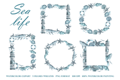 Sea life watercolor set. Nautical. Scandinavian. Product Image 5