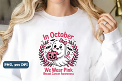 In October We Wear Pink PNG, Halloween Sublimation png Product Image 5